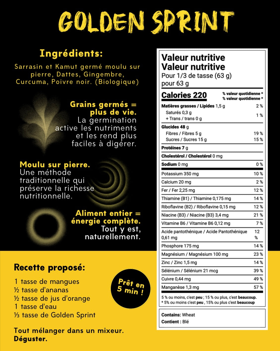Smoothie Repas Golden Sprint
